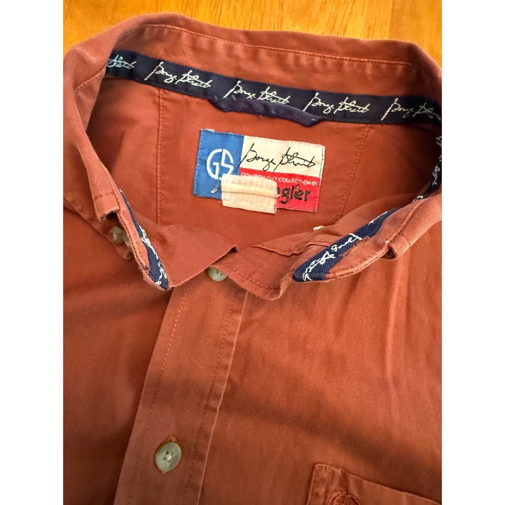 Vintage Wrangler George Strait Cowboy Cut Shirt Mens XL Orange Western 90s Twill